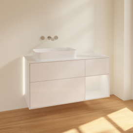 Тумба под раковину Villeroy & Boch Finion 120х50,1 см МДФ глянцевый белый лак/стекло белое матовое G691GFGF