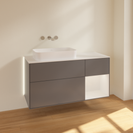 Тумба под раковину Villeroy & Boch Finion 120х50,1 см с подсветкой МДФ антрацит матовый лак/стекло белое матовое G691GFGK