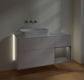 Тумба под раковину Villeroy & Boch Finion 120х50,1 см с подсветкой МДФ глянцевый белый лак/стекло белое матовое G691GKGF