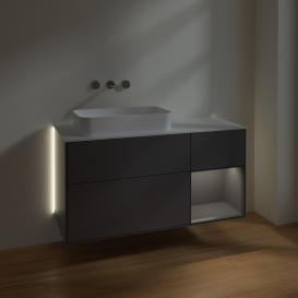 Тумба под раковину Villeroy & Boch Finion 120х50,1 см с подсветкой МДФ антрацит матовый лак/стекло белое матовое G691GKGK