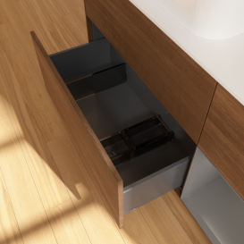 Тумба под раковину Villeroy & Boch Finion 120х50,1 см с подсветкой МДФ шпон грецкого ореха/стекло белое матовое G691GKGN