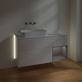 Тумба под раковину Villeroy & Boch Finion 120х50,1 см с подсветкой МДФ белый матовый лак/стекло белое матовое G691GKMT