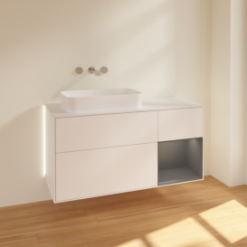 Тумба под раковину Villeroy & Boch Finion 120х50,1 см с подсветкой МДФ белый матовый лак/стекло белое матовое G691GKMT