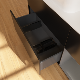 Тумба под раковину Villeroy & Boch Finion 120х50,1 см с подсветкой МДФ черный матовый лак/стекло белое матовое G691GKPD