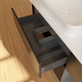 Тумба под раковину Villeroy & Boch Finion 120х50,1 см с подсветкой МДФ черный матовый лак/стекло белое матовое G691GKPD