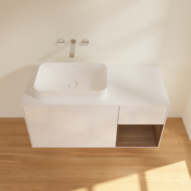 Тумба под раковину Villeroy & Boch Finion 120х50,1 см с подсветкой МДФ глянцевый белый лак/стекло белое матовое G691GNGF