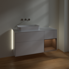 Тумба под раковину Villeroy & Boch Finion 120х50,1 см с подсветкой МДФ глянцевый белый лак/стекло белое матовое G691GNGF