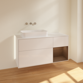 Тумба под раковину Villeroy & Boch Finion 120х50,1 см с подсветкой МДФ глянцевый белый лак/стекло белое матовое G691GNGF