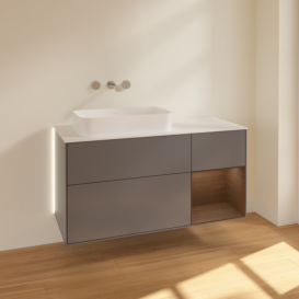 Тумба под раковину Villeroy & Boch Finion 120х50,1 см с подсветкой МДФ антрацит матовый лак/стекло белое матовое G691GNGK