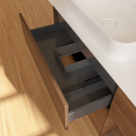 Тумба под раковину Villeroy & Boch Finion 120х50,1 см с подсветкой МДФ шпон грецкого ореха/стекло белое матовое G691GNGN