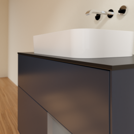 Тумба под раковину Villeroy & Boch Finion 100х50,1 см с подсветкой МДФ темно-синий матовый лак/стекло черное матовое G662GKHG