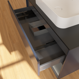 Тумба под раковину Villeroy & Boch Finion 100х50,1 см с подсветкой МДФ темно-синий матовый лак/стекло черное матовое G662GKHG