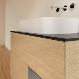 Тумба под раковину Villeroy & Boch Finion 100х50,1 см с подсветкой МДФ шпон дуба/стекло черное матовое G662GKPC