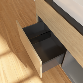 Тумба под раковину Villeroy & Boch Finion 100х50,1 см с подсветкой МДФ шпон дуба/стекло черное матовое G662GKPC