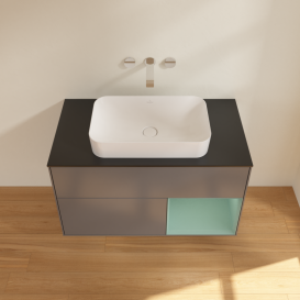 Тумба под раковину Villeroy & Boch Finion 100х50,1 см с подсветкой МДФ антрацит матовый лак/стекло черное матовое G662GMGK