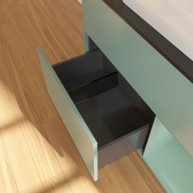 Тумба под раковину Villeroy & Boch Finion 100х50,1 см с подсветкой МДФ оливковый матовый лак/стекло черное матовое G662GMGM