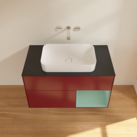 Тумба под раковину Villeroy & Boch Finion 100х50,1 см с подсветкой МДФ пион матовый лак/стекло черное матовое G662GMHB