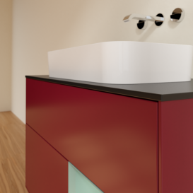 Тумба под раковину Villeroy & Boch Finion 100х50,1 см с подсветкой МДФ пион матовый лак/стекло черное матовое G662GMHB