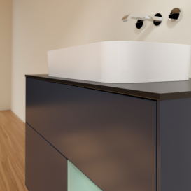 Тумба під раковину Villeroy & Boch Finion 100х50,1 см із підсвічуванням МДФ темно-синій матовий лак/скло чорне матове G662GMHG