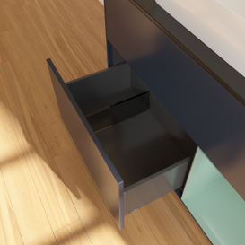 Тумба під раковину Villeroy & Boch Finion 100х50,1 см із підсвічуванням МДФ темно-синій матовий лак/скло чорне матове G662GMHG