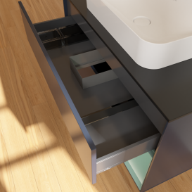 Тумба під раковину Villeroy & Boch Finion 100х50,1 см із підсвічуванням МДФ темно-синій матовий лак/скло чорне матове G662GMHG