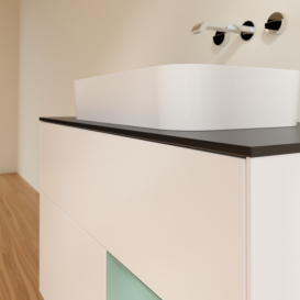 Тумба под раковину Villeroy & Boch Finion 100х50,1 см с подсветкой МДФ белый матовый лак/стекло черное матовое G662GMMT