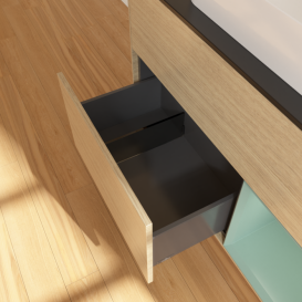 Тумба под раковину Villeroy & Boch Finion 100х50,1 см с подсветкой МДФ шпон дуба/стекло черное матовое G662GMPC