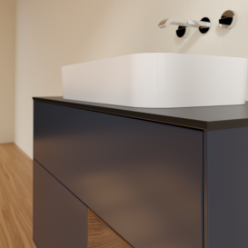Тумба под раковину Villeroy & Boch Finion 100х50,1 см с подсветкой МДФ темно-синий матовый лак/стекло черное матовое G662GNHG