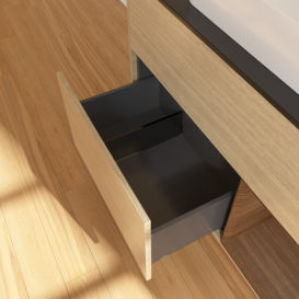 Тумба под раковину Villeroy & Boch Finion 100х50,1 см с подсветкой МДФ шпон дуба/стекло черное матовое G662GNPC