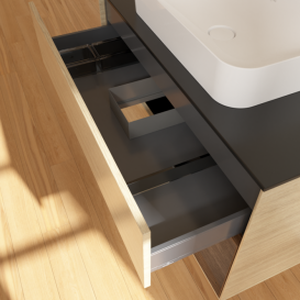 Тумба под раковину Villeroy & Boch Finion 100х50,1 см с подсветкой МДФ шпон дуба/стекло черное матовое G662GNPC