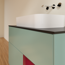 Тумба под раковину Villeroy & Boch Finion 100х50,1 см с подсветкой МДФ оливковый матовый лак/стекло черное матовое G662HBGM