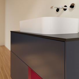 Тумба под раковину Villeroy & Boch Finion 100х50,1 см с подсветкой МДФ темно-синий матовый лак/стекло черное матовое G662HBHG