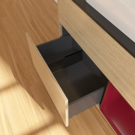 Тумба под раковину Villeroy & Boch Finion 100х50,1 см с подсветкой МДФ шпон дуба/стекло черное матовое G662HBPC