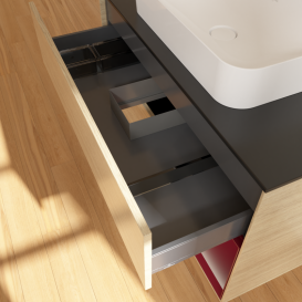 Тумба под раковину Villeroy & Boch Finion 100х50,1 см с подсветкой МДФ шпон дуба/стекло черное матовое G662HBPC