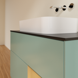 Тумба под раковину Villeroy & Boch Finion 100х50,1 см с подсветкой МДФ оливковый матовый лак/стекло черное матовое G662HFGM