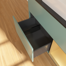 Тумба под раковину Villeroy & Boch Finion 100х50,1 см с подсветкой МДФ оливковый матовый лак/стекло черное матовое G662HFGM