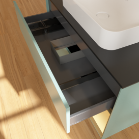 Тумба под раковину Villeroy & Boch Finion 100х50,1 см с подсветкой МДФ оливковый матовый лак/стекло черное матовое G662HFGM