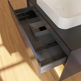 Тумба под раковину Villeroy & Boch Finion 100х50,1 см с подсветкой МДФ темно-синий матовый лак/стекло черное матовое G662HFHG