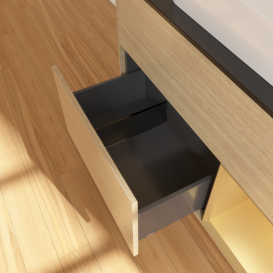 Тумба под раковину Villeroy & Boch Finion 100х50,1 см с подсветкой МДФ шпон дуба/стекло черное матовое G662HFPC