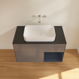 Тумба под раковину Villeroy & Boch Finion 100х50,1 см с подсветкой МДФ антрацит матовый лак/стекло черное матовое G662HGGK