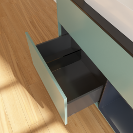 Тумба под раковину Villeroy & Boch Finion 100х50,1 см с подсветкой МДФ оливковый матовый лак/стекло черное матовое G662HGGM