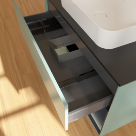 Тумба под раковину Villeroy & Boch Finion 100х50,1 см с подсветкой МДФ оливковый матовый лак/стекло черное матовое G662HGGM