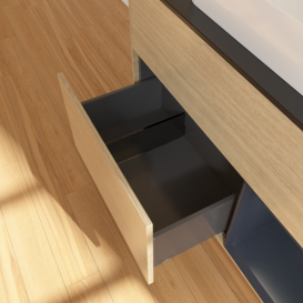 Тумба под раковину Villeroy & Boch Finion 100х50,1 см с подсветкой МДФ шпон дуба/стекло черное матовое G662HGPC