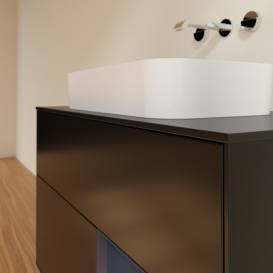 Тумба под раковину Villeroy & Boch Finion 100х50,1 см с подсветкой МДФ черный матовый лак/стекло черное матовое G662HGPD