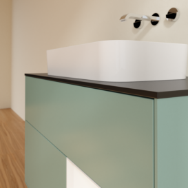 Тумба под раковину Villeroy & Boch Finion 100х50,1 см с подсветкой МДФ оливковый матовый лак/стекло черное матовое G662MTGM