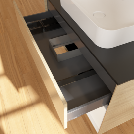 Тумба под раковину Villeroy & Boch Finion 100х50,1 см с подсветкой МДФ шпон дуба/стекло черное матовое G662MTPC