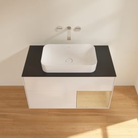 	Тумба под раковину Villeroy & Boch Finion 100х50,1 см с подсветкой МДФ глянцевый белый лак/стекло черное матовое G662PCGF