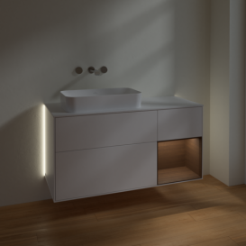 Тумба под раковину Villeroy & Boch Finion 120х50,1 см с подсветкой МДФ белый матовый лак/стекло белое матовое G691GNMT