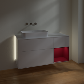 Тумба под раковину Villeroy & Boch Finion 120х50,1 см с подсветкой МДФ глянцевый белый лак/стекло белое матовое G691HBGF