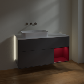 Тумба под раковину Villeroy & Boch Finion 120х50,1 см с подсветкой МДФ антрацит матовый лак/стекло белое матовое G691HBGK